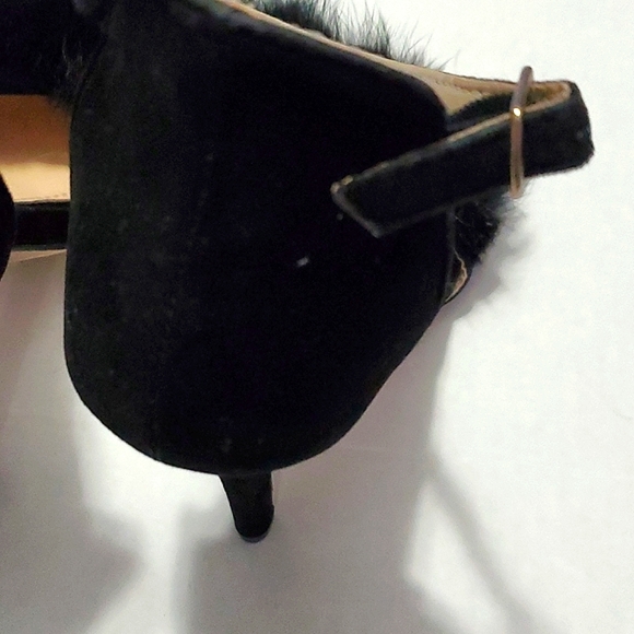 Chase & Chloe Edward Black Fluffy Fuzzy Party Evening Heels 7 - Picture 5 of 12